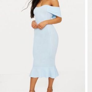 Light blue off the shoulder dress